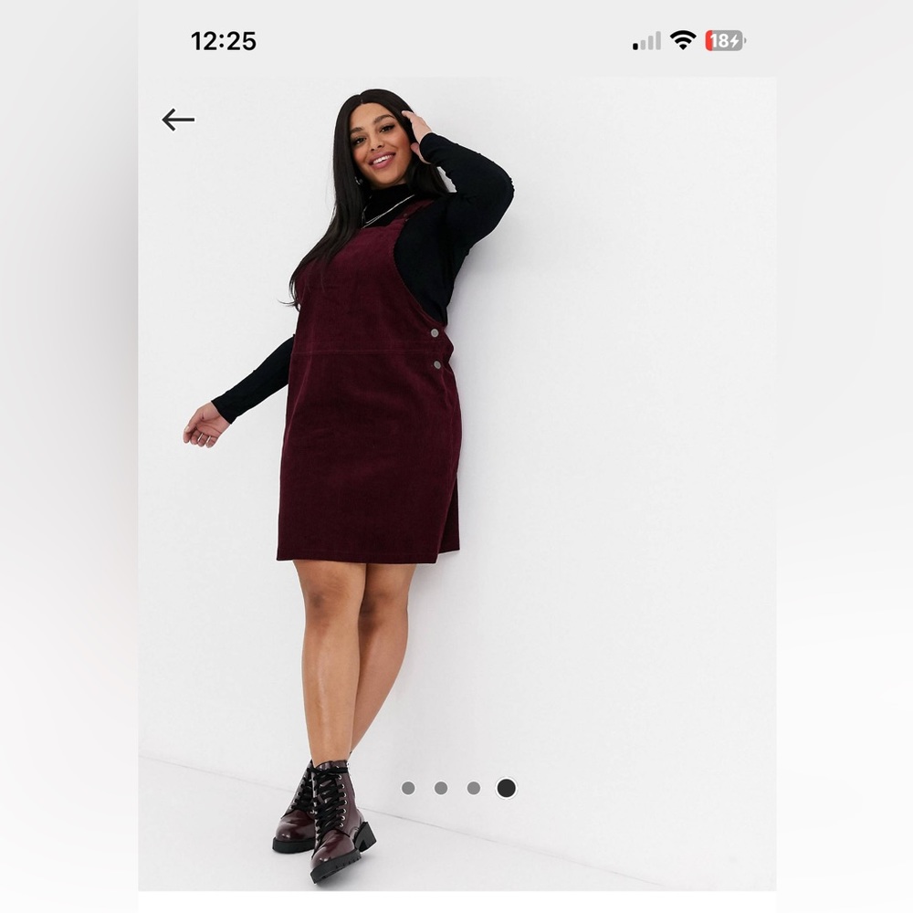 Cord Pinny Dress Burgundy